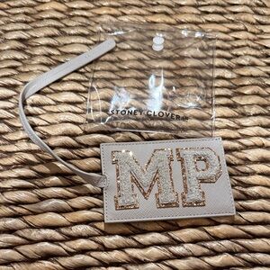 Stoney Clover Lane Beige and Gold Monogram luggage Tag